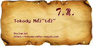 Tokody Máté névjegykártya